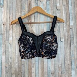 Panache 34G Power Underwire Molded Sports Bra High Impact Support Ink Splat